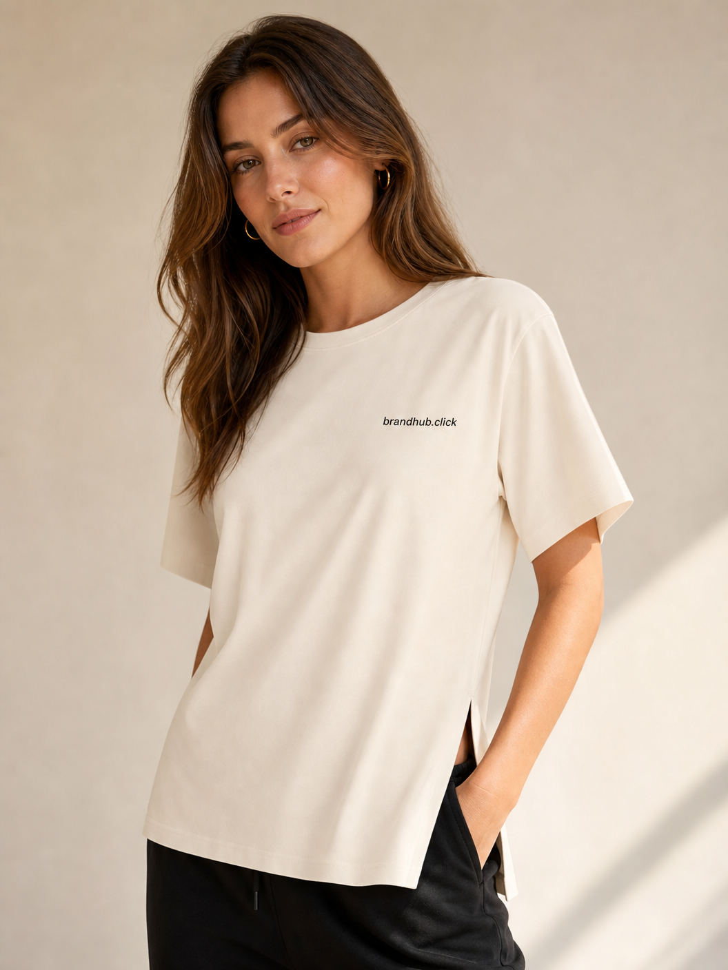 Women's Side Slit T-Shirt - Cream